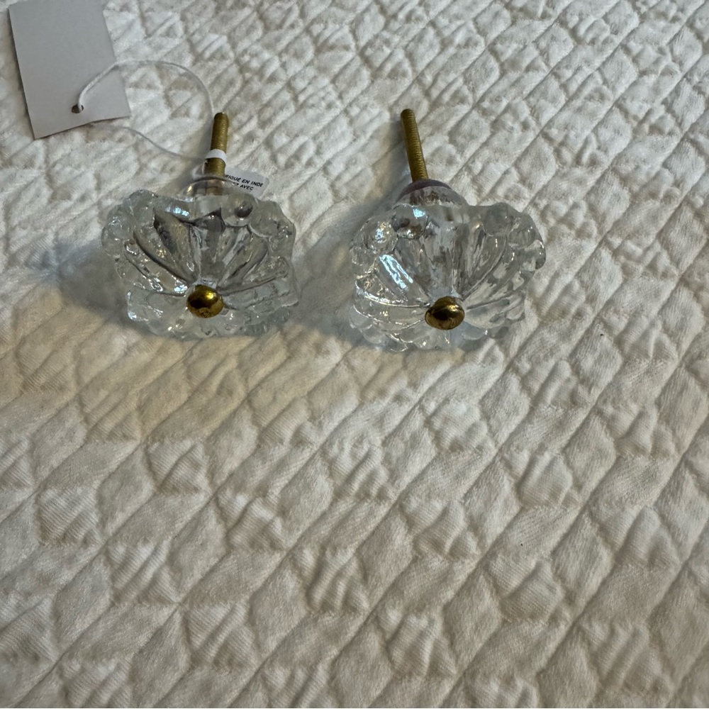 Anthropologie Helena Knobs - Glass and Gold Drawer Knobs - Picture 2 of 4